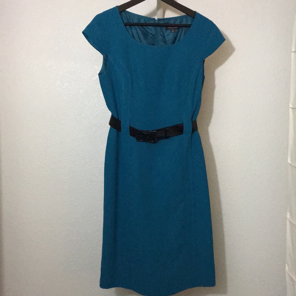 Tahari teal cap sleeve career dress size 6